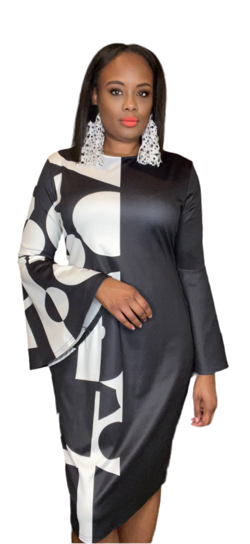 Two tone black and white dress