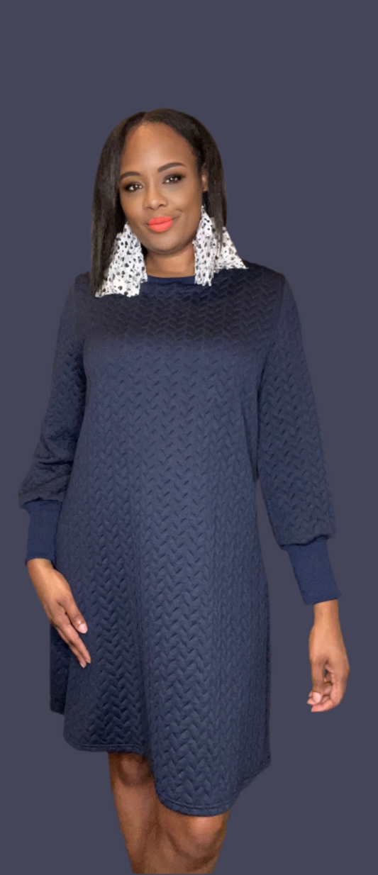 Navy blue fall sweater dress