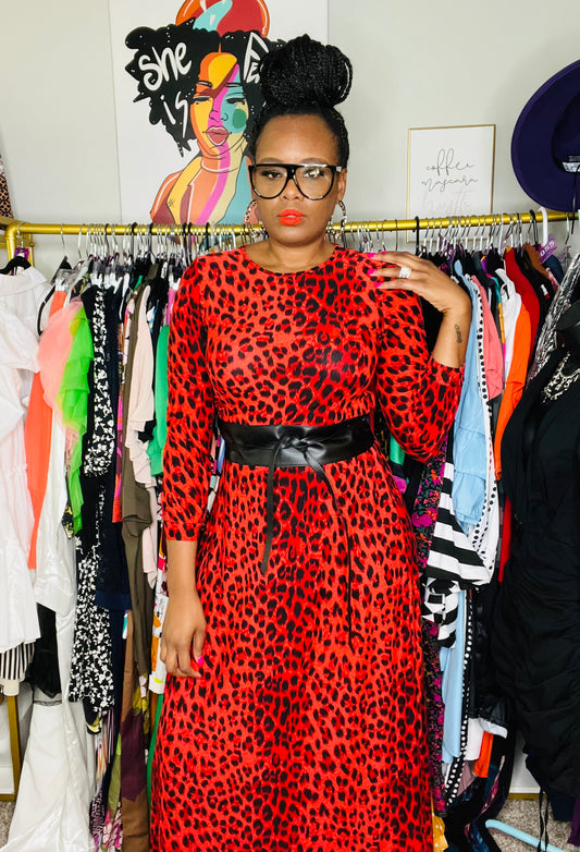 Red leopard dress