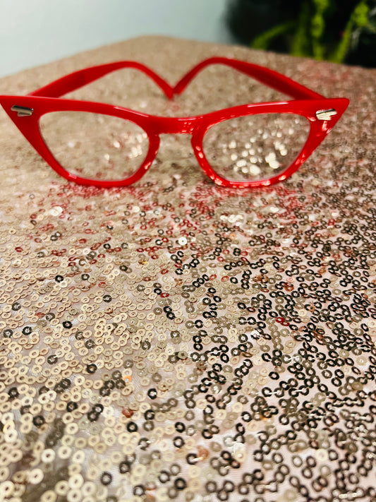 Red framed glasses