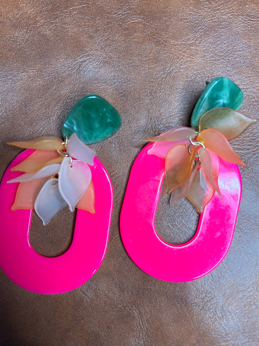 Floral pink earrings